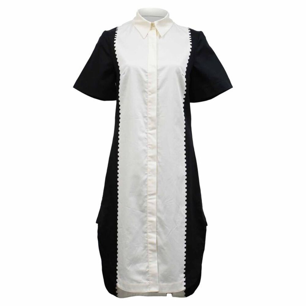 Mary Katrantzou Short Sleeve Two Tone Shirt Dress in Black Cotton